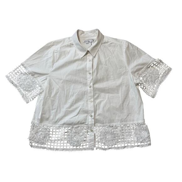 Chico's Blouse/Shirt, size 2.5 (14) White Crochet Trim, NEW W/O Tags - Picture 1 of 10